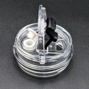Screw In Lids – Clear Flip Lid with Silicone Straw Plug