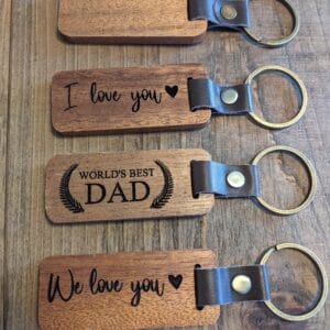 Wood Leather Keychains