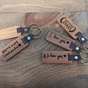 Wood Leather Keychains