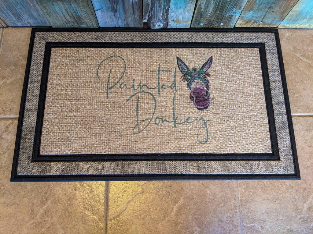 Rubber Backed Door Mat Painted Donkey