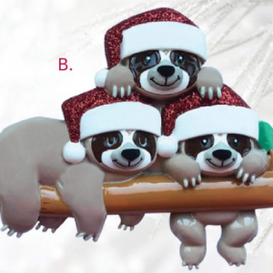 Sloth Family Resin Ornament